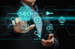 Local SEO Dubai strategy – SEO, GMB and digital marketing icons