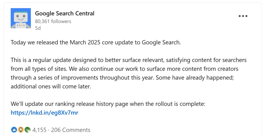 Digital Marketing Agency in Dubai google core update 2025