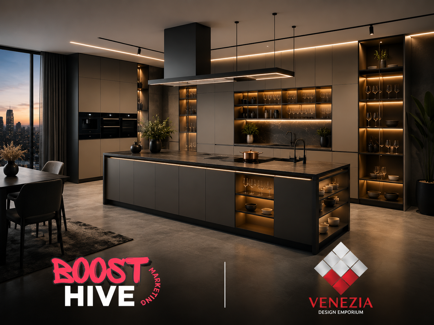 Venezia Designs luxury German modular kitchen showroom Dubai UAE